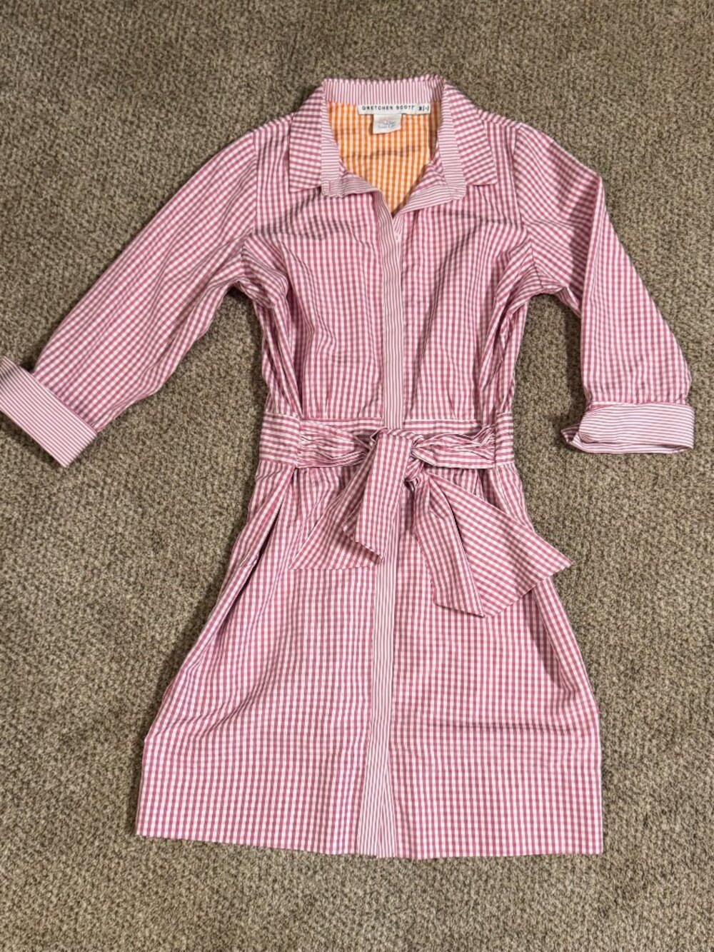 Gretchen Scott Pink Gingham Dress Breezy Blouson Coastal Grandma Preppy Med